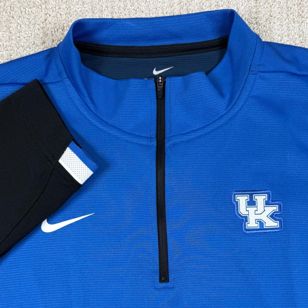 Nike Dri-Fit Mens Large Kentucky Wildcats Blue 1/4 Zip Pullover